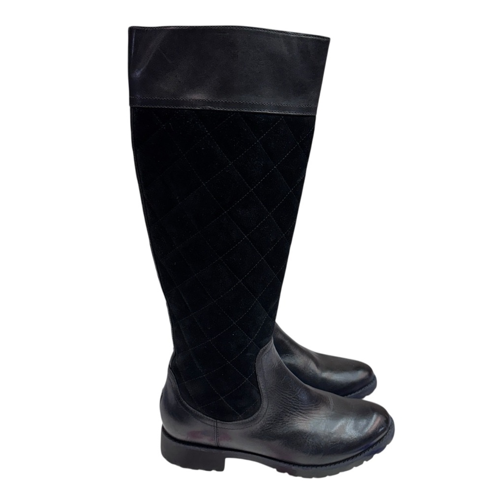 Sperry Topsider Black Leather & Suede Quilted Knee-High Boot Sz 7